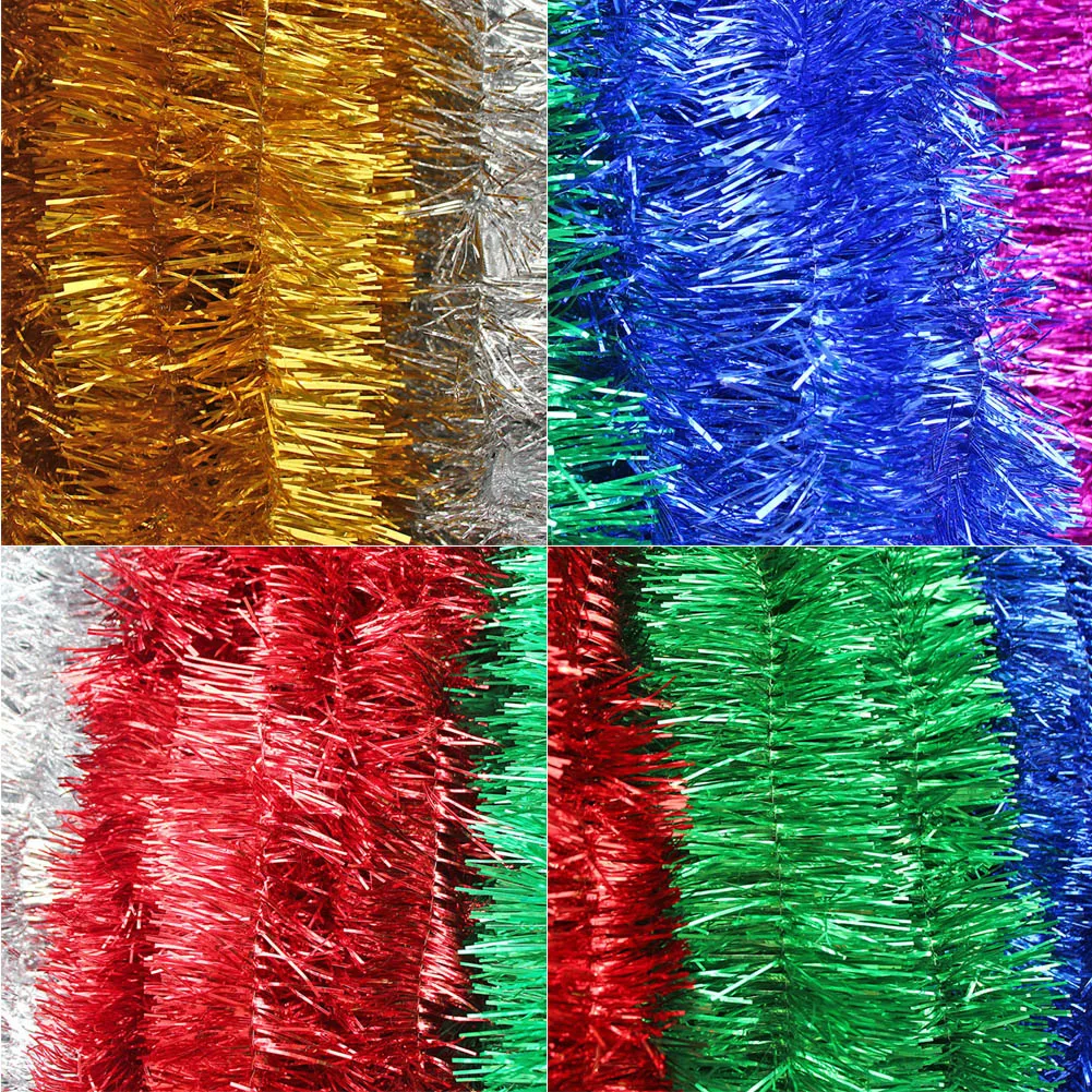 

1 PCS 2 Meter Christmas Xmas Tree Party Tinsel Rose Pink Green Silver Gold Red Blue Decorations Top Quality