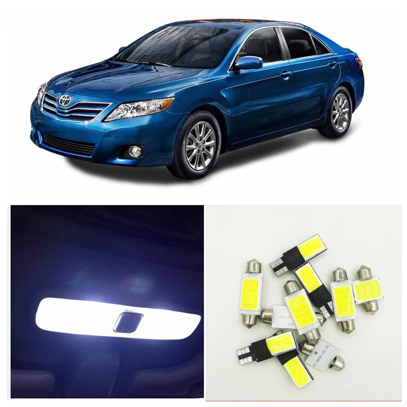 10PCS Xenon White Ice Blue LED Lights Interior Package Kit For 2002 2006 Toyota Camry Map