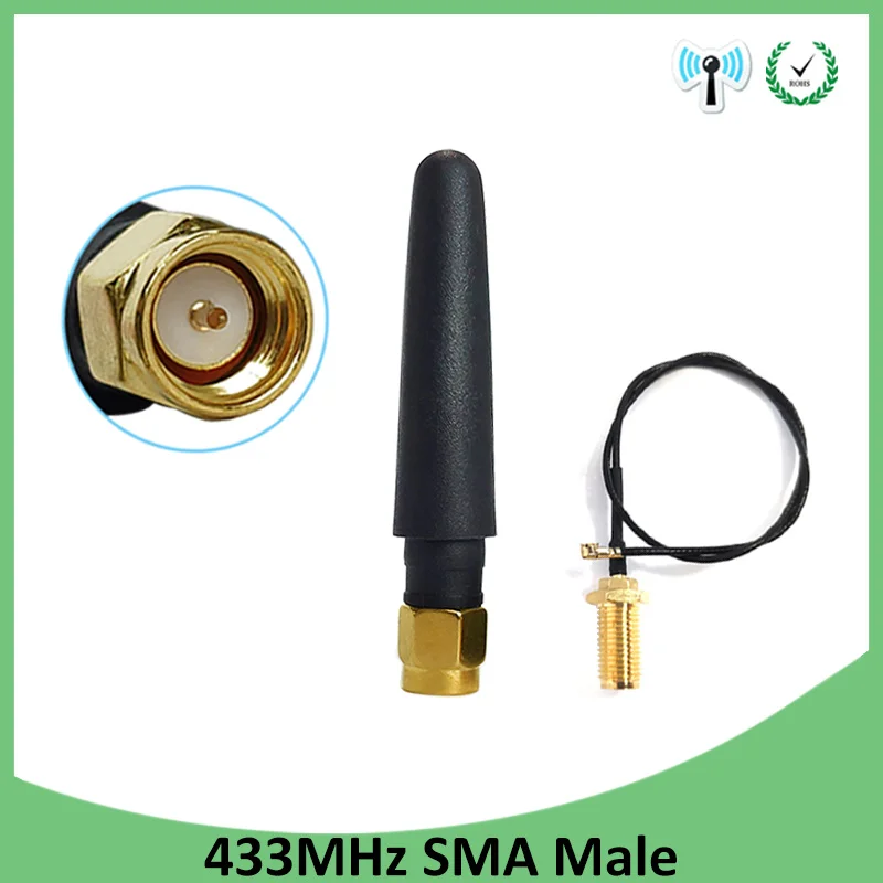 433MHz Antenna 3dbi SMA Male Connector Plug 433 MHz Directional Antena Small Size Waterproof Antenne +21cm RP-SMA Pigtail Cable 433MHz Antenna 3dbi SMA Male Connector Plug 433 MHz Directional Antena Small Size Waterproof Antenne +21cm RP-SMA Pigtail Cable