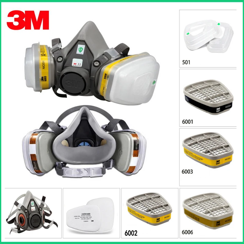 

9in1 3M 6200 N95 PM2.5 Half Face Gas Mask Respirator Painting Spraying Acid gas organic vapor with 6001/6002/6003/6005 Filter