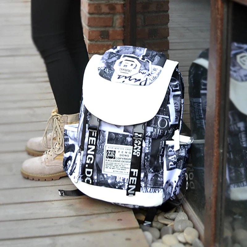 

Fengdong 2018 Backpack Female Oxford Graffiti Women Travel Backpack laptop Waterproof Adolescent Girl Mochila Bagpack Rucksack