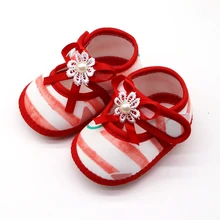 Baby Infant Shoes Girls stripped bow Soft Sole Prewalker Warm Casual Flats Shoes Newborn Toddler First Walker Sole Anti-Slip winter autumn baby warm shoes kid boys girls fox head lace cotton cloth first walker anti slip soft sole toddler sneaker