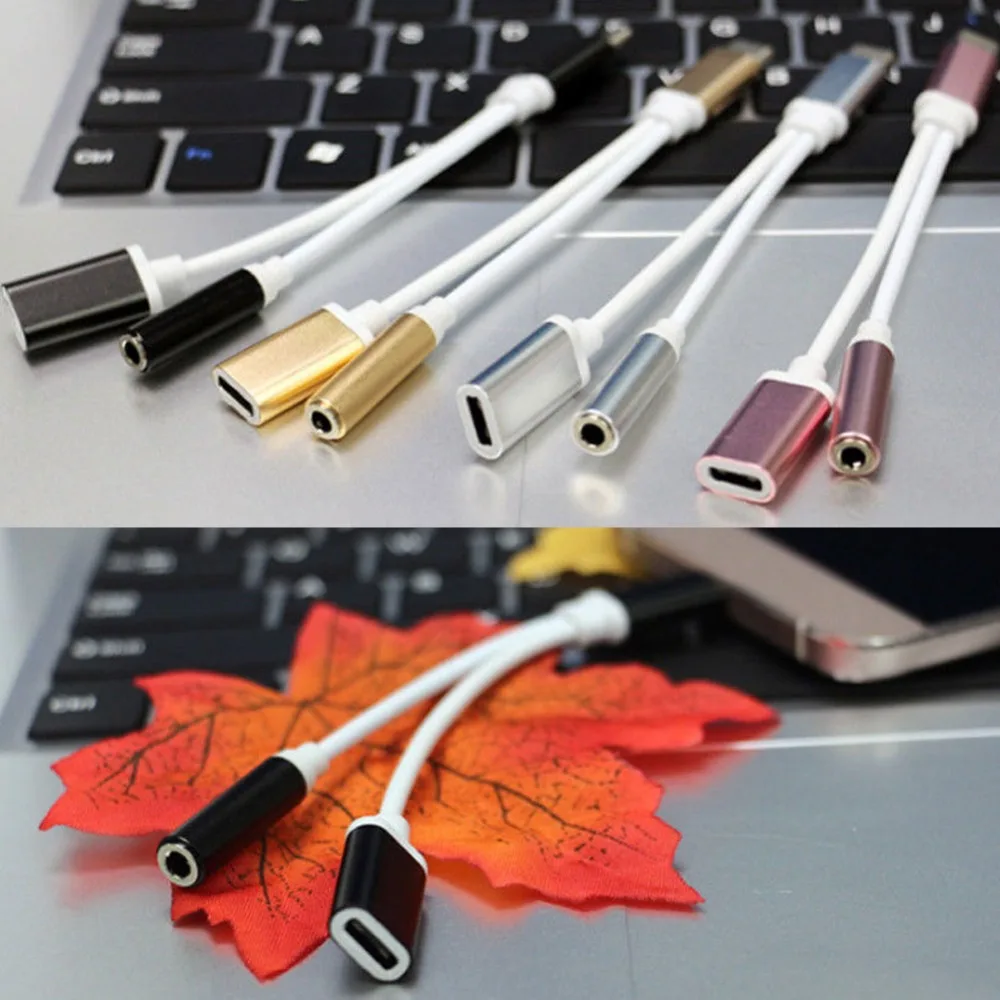 

2in1 USB Type C Charging Audio Cable Type-C to 3.5 mm Audio Jack Headphone Earphone Audio Splitter Adapter Cable #275279