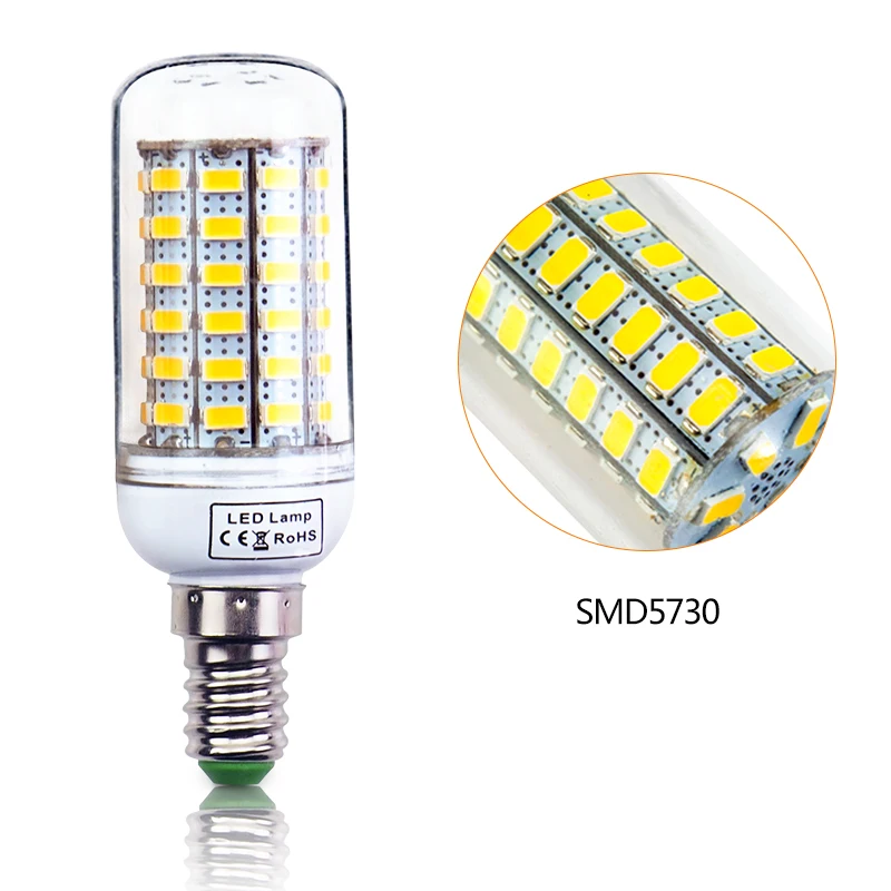 Светодиодная лампочка Кукуруза E27 E14 220 V светодиодный свет SMD5730 мини умная ИС