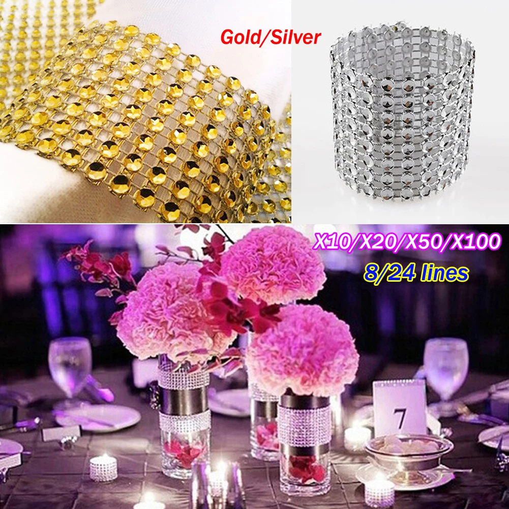 50 100Pcs Crystal Napkin Rings For Wedding Diamond Napkin Holder Cup