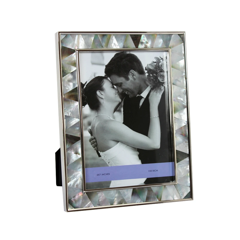 

Handmade Seashell and Metal Plated Photo Frame, Picture Frames, Home Decoration, YSPF-018