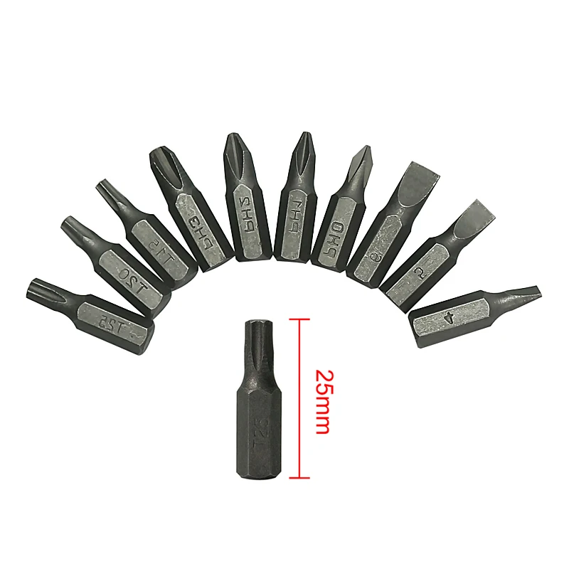 

10pcs 1/4" 6.35mm PZ2 Hex Pozi Screwdriver Bits 25mm Sliver Hex Tools Kit Set PH1 PH2 T15 T20