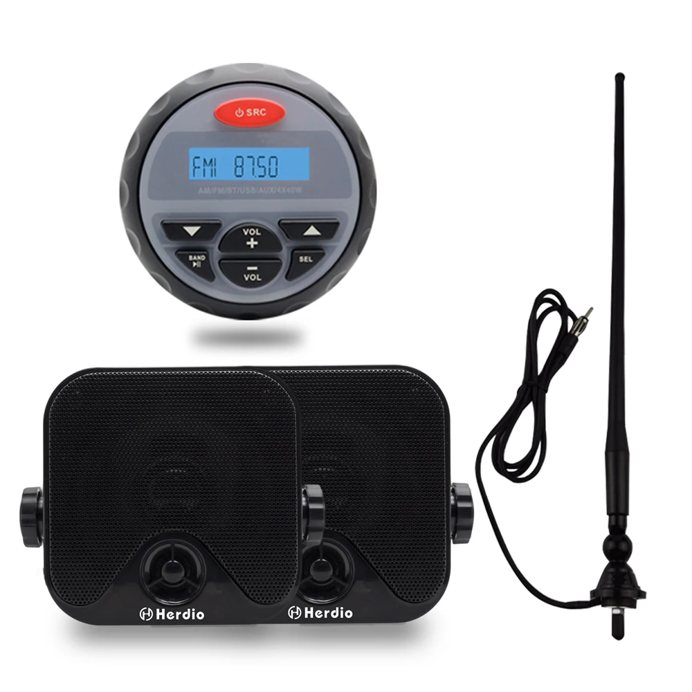 Морской водонепроницаемый радиоприемник Bluetooth FM AM стерео MP3 плеер аудио + 4