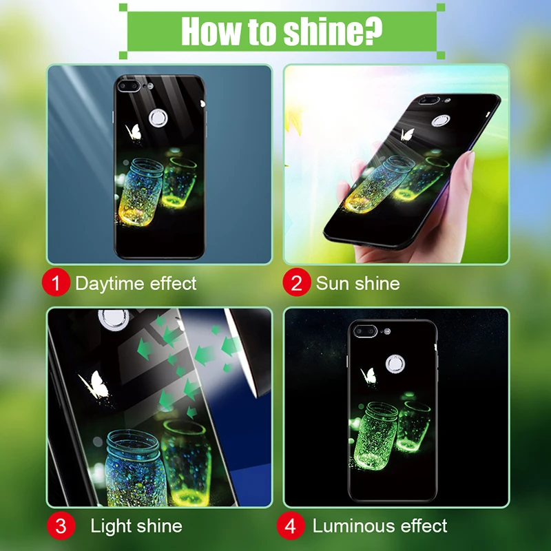 Luminous Glass Phone Case On For Huawei P Smart Mate 10 20 Lite P20 P10 Lite Nova 3 7S 7C Honor 7A 9 Lite 10 8X Play Back Cover