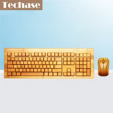 Techase Wireless Keyboard and Mouse Combo Suit Teclado E Mouse Sem Fio Bamboo Klavye Mouse Set For Desktop Computer Gaming Mause