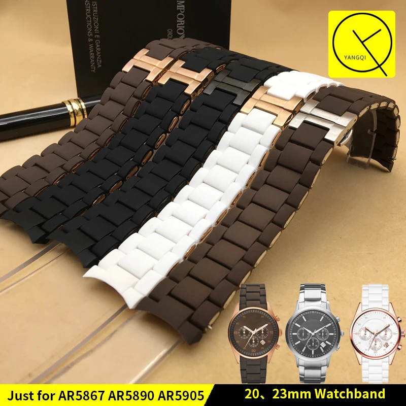 

Rubber Silicone WatchBand for Armani AR5905 AR5920 AR5858 AR5921 AR506 AR5890 AR5868 Sport Watch Strap Butterfly Buckle 20mm23mm