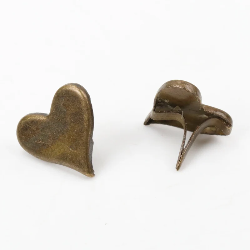 Bronze Heart Brads Scrapbooking Embellishment Fastener Brads Metal Crafts For shoes Decoration 50PCs 11x10mm CP1514-FD