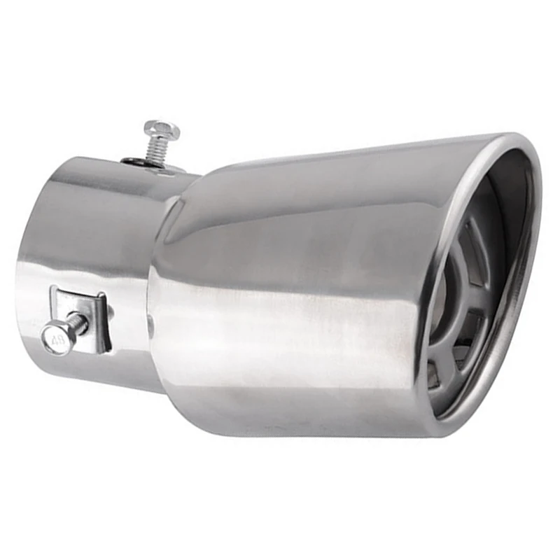 

1pc 63mm Car Exhaust Pipe Silver Stainless Steel Oval Rear Exhaust Pipe Tip Tail Muffler Cover High Quality Suitable For Cars