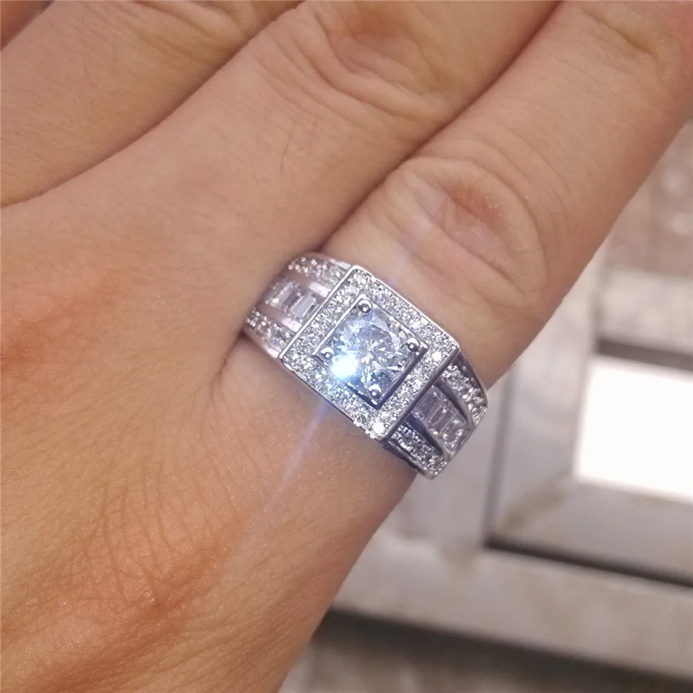 Шикарные кольца с кубическим цирконием, обручальное кольцо для мужчин, мужское кольцо, обручальное кольцо, серебристый цвет прозрачный камень, классика, DDR086