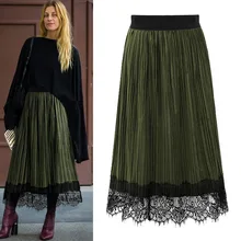 Зимние женские Макси плиссированные юбки золотые бархатные с высокой талией Серебряные Элегантные утепленные женские плиссированные юбки