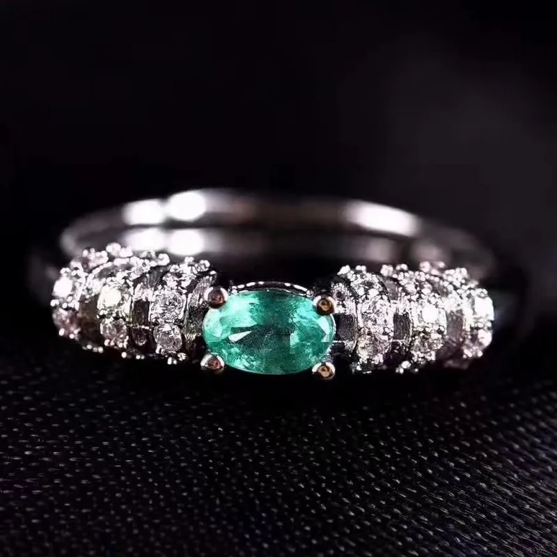 Natural Colombia emerald Ring s925 sterling silver Natural 3*5mm green ...