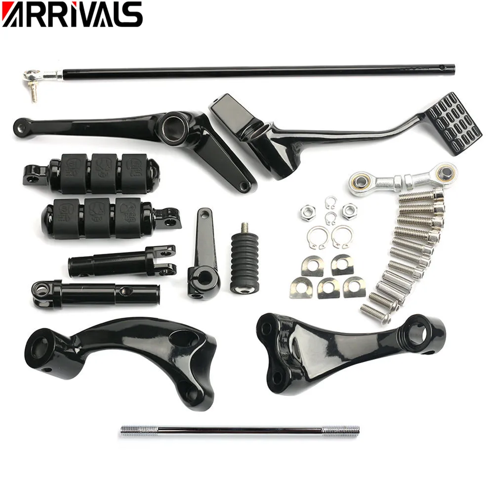 Motorcycle Black/Chrome Forward Controls Complete Kit Pegs Levers