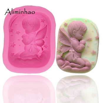 

B0340 Angel boy praying DIY chocolate Sugar Craft Silicone mould fondant cake decorating tools Resin Clay Soap Mold