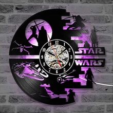 12in 3d wall clock Star Wars LED Wall Clock with 7 Colors Modern Design Movie Vintage Vinyl Record Clocks Wall Watch Home Decor