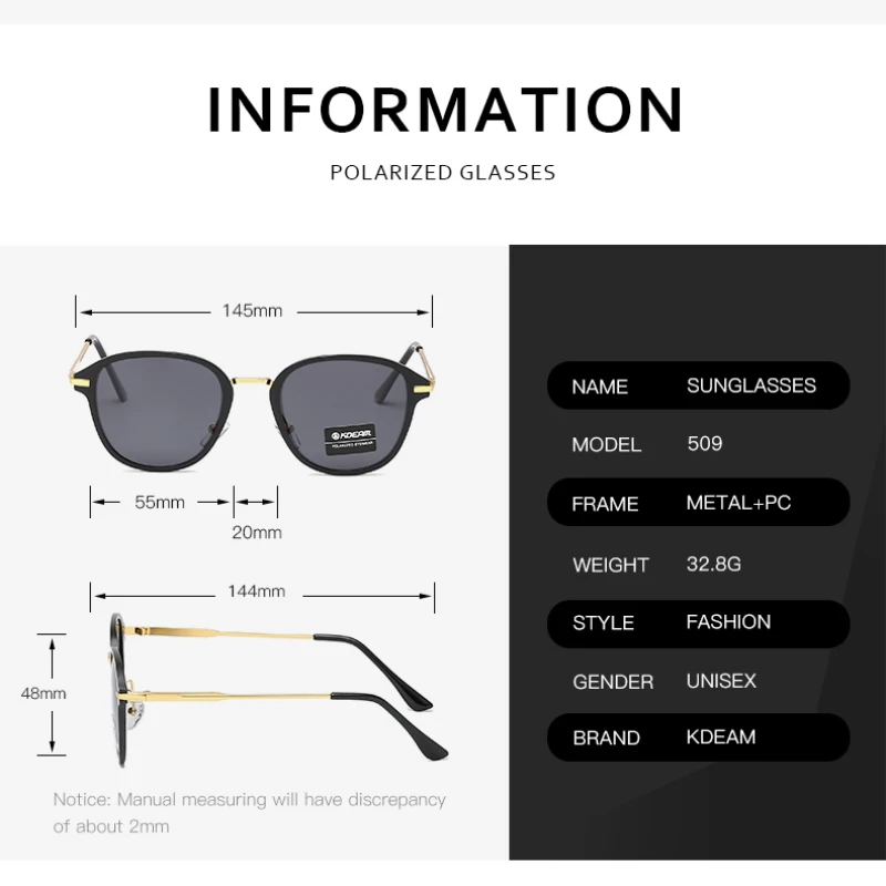 Модные мужские солнцезащитные очки от KDEAM, поляризованные мужские классические солнцезащитные очки, дизайнерские универсальные очки с зеркальными линзами KD509