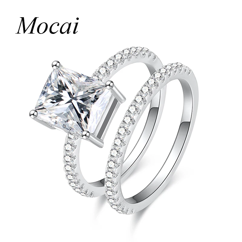 

Mochai Luxury Set Of Wedding Bridal Rings Fashion Silver Color Micro Pave Big Crystal Promise Ring Engagement Jewelry ZK20