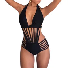 Цельный купальник женский сексуальный черный шнуровка на чашечках открытая спина Небесно-Голубой однотонный купальник с узором шнуровка бикини для женщин