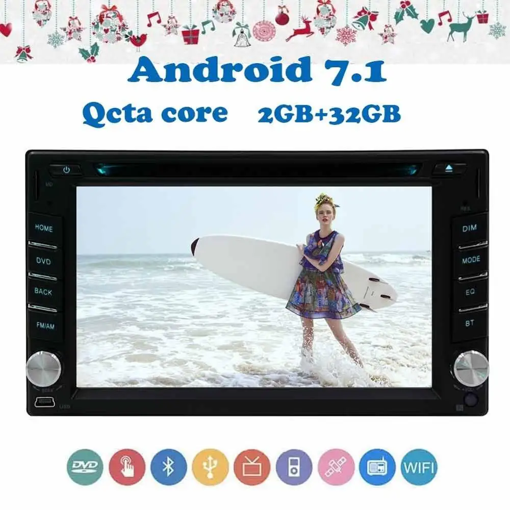 Android 7,1 automagnitol двойной Din автомобильный DVD мультимедийный плеер 6,2 ''Восьмиядерный 2 Гб ram+ 32 ГБ rom Автомобильный gps Навигация стерео в тире