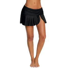 Черные трусы бикини, сплошной купальник, Женская высокая талия, Seperate, юбка Пляжная, размер плюс, короткая пляжная одежда купальник, брюки