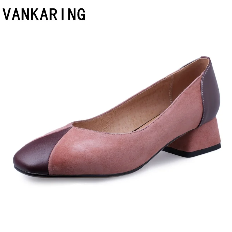 

new arrivals fashion genuine leather shallow thick high heels square toe high heel platform pumps ladies dress shoes sexy pumps