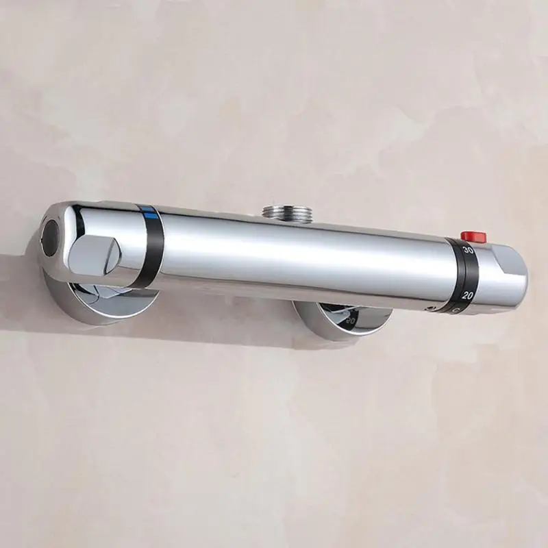 

Modern Thermostatic Bar Shower Mixer Valve Round Chrome Bottom Outlet