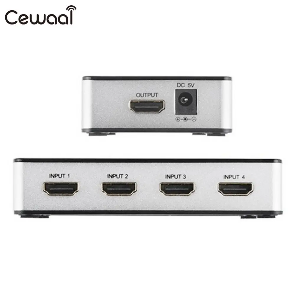

Cewaal HDMI Switcher 4 In 1 Out Version 1.4 Switcher Powered W/ PIP IR Wireless Remote High Speed Power Adapter