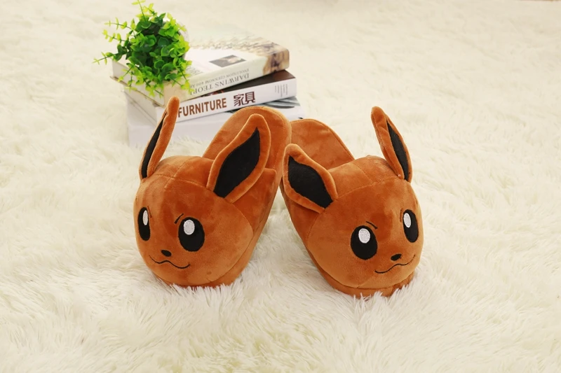 Аниме Пикачу Snorlax Eevee зимние домашние тапочки коллекция куклы игрушки Мягкая кукла обувь подарок для детей Любовь Pet#913
