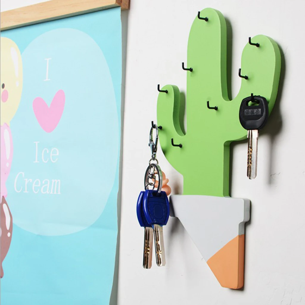 Green Cactus Wall/Door Bath Hook Clothes Coat Bag Towels Hanger Holder Office Hook Hanging Keys