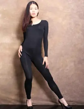 

Women Lady Sexy Full Piece Leotard Modal Siamese Long Sleeve Slim Tight Soft Comfort Elastic Round Neck