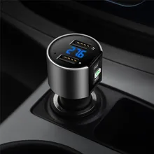 Dual USB Port Car Charger for Mobile Phone Fast Charger Bluetooth Speaker Multi-Function Car Charging Bottle Voltage Detector