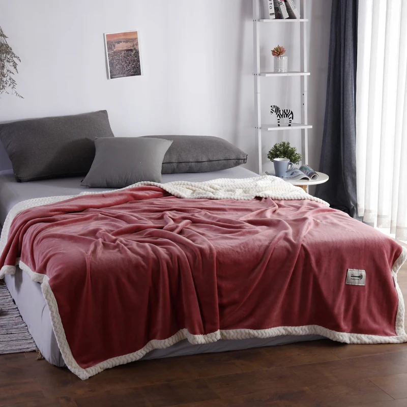 

Fashion Red Solid Color Velvet Plush Solid Color Soft Blanket Throw Super Soft Fleece Flannel Bed Cover Bedspread Bedding Adult