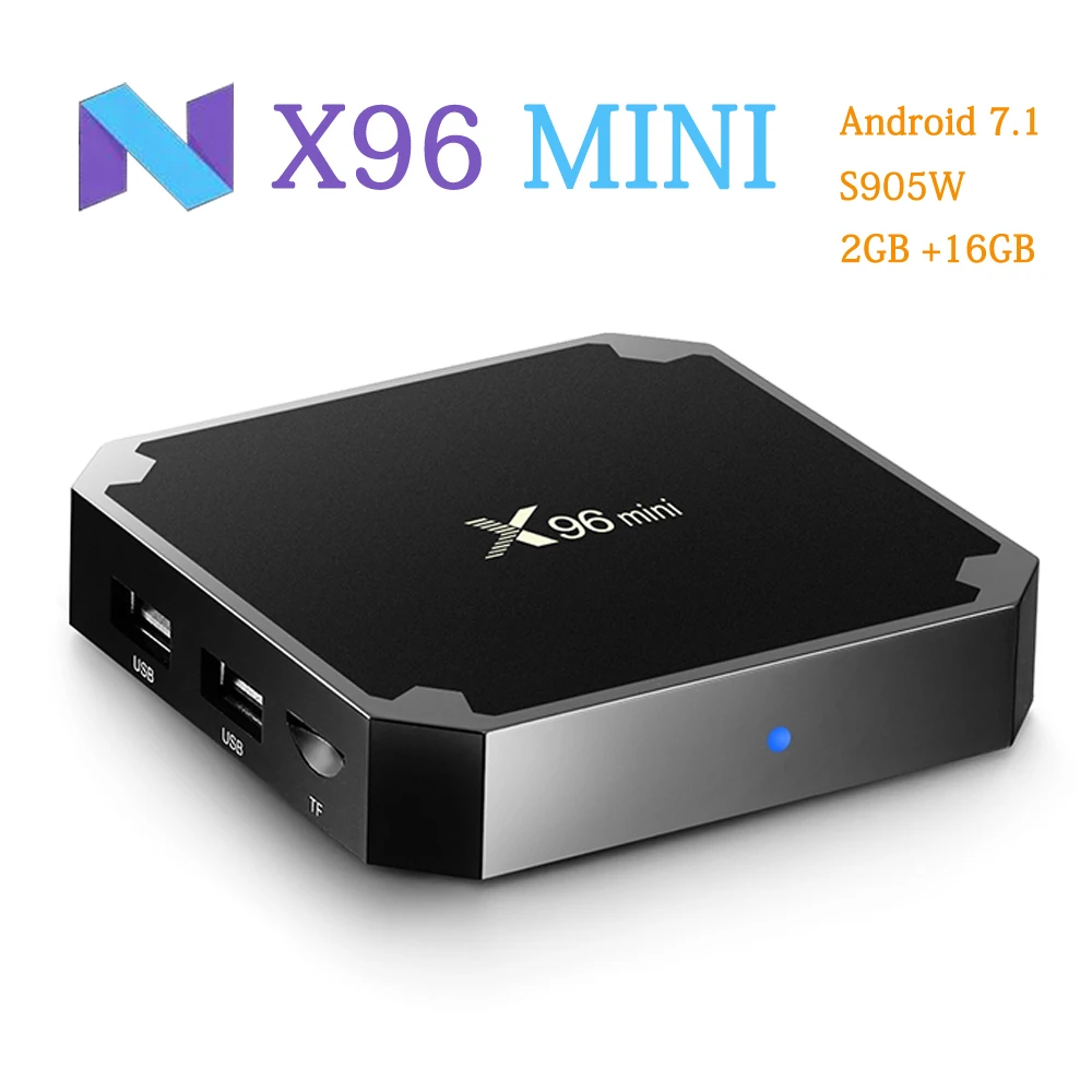 ТВ-приставка X96 Mini на Android 7 1 2 ГБ/16 ГБ четырехъядерный процессор Amlogic S905W поддержка