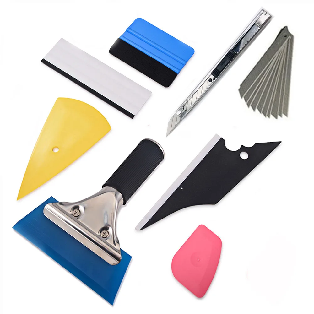 

8 PCS/Set Car Glass Protective Film Car Window Wrapping Tint Installing Tool Including Squeegees Scrapers Film Cutters