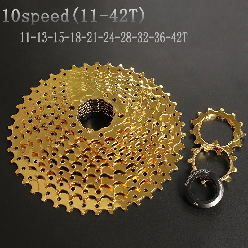 SUNSHINE-SZ 11-42T 10 скоростей кассета 10 s Gold Freewheel MTB горный велосипед стальные золотые звездочки для частей системы