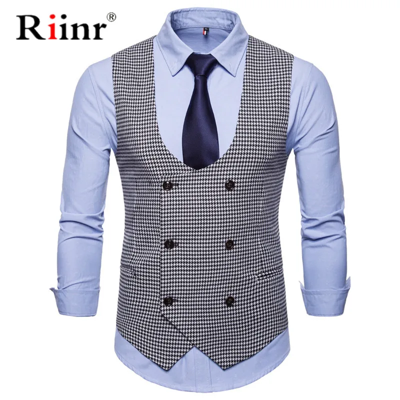 Cena Riinr męska klasyczna wesele Paisley Plaid kamizelka kamizelka kieszonkowy kwadratowy krawat do garnituru zestaw zestaw w kwadraty wiosna jesień