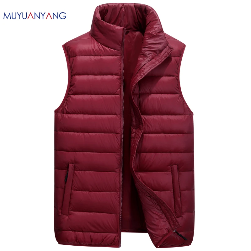 

Mu Yuan Yang Men's Down Vests Winter Jackets Waistcoat Men Fashion Sleeveless Zipper Coat Overcoat Warm Vests Plus Size 4XL 5XL