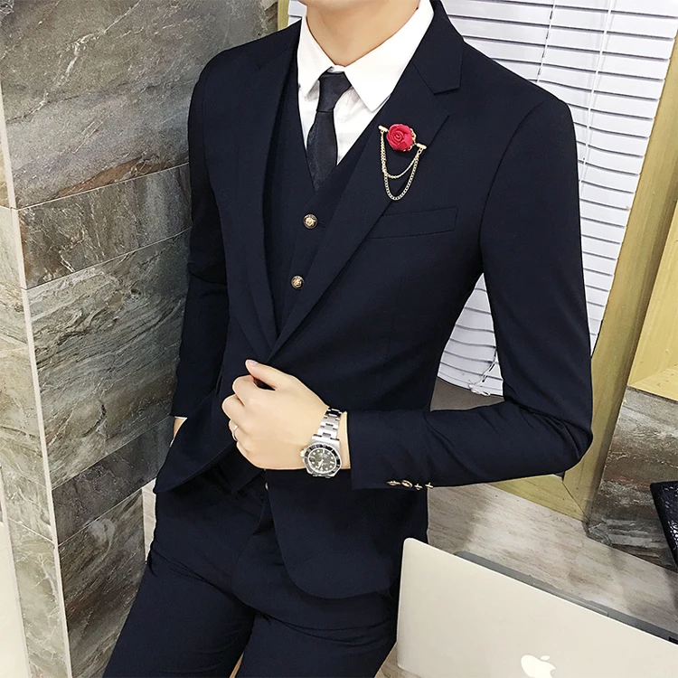 Полиэстер маленький костюм красивый студенческий костюм мужской свадебный повседневный деловой костюм Молодежная Корейская версия прилива