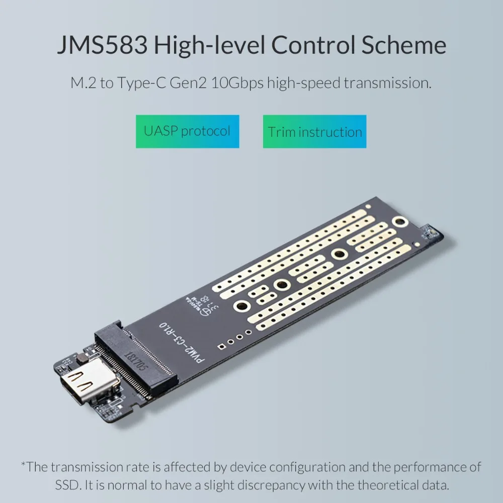 ORICO M2 SSD чехол NVME USB C 10 Гбит/с Поддержка UASP USB3.1 Gen2 type-C M.2 корпус SSD для NVME PCIE NGFF SATA M/B Ключ SSD диск