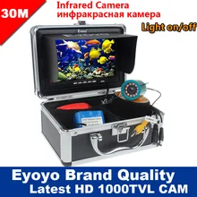 Eyoyo Original 30M 1000TVL Fish Finder Underwater Fishing 7" Video Camera Monitor AntiSunshine Shielf Sunvisor Infrared IR LED