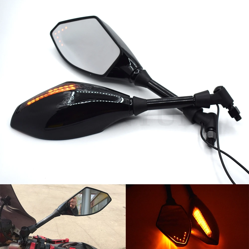 

Motorcycle Rearview Mirrors Black With LED Turn Signal Integrated Mirrors for BMW F800GS F800R F800GT F800ST F800S F700GS F650GS