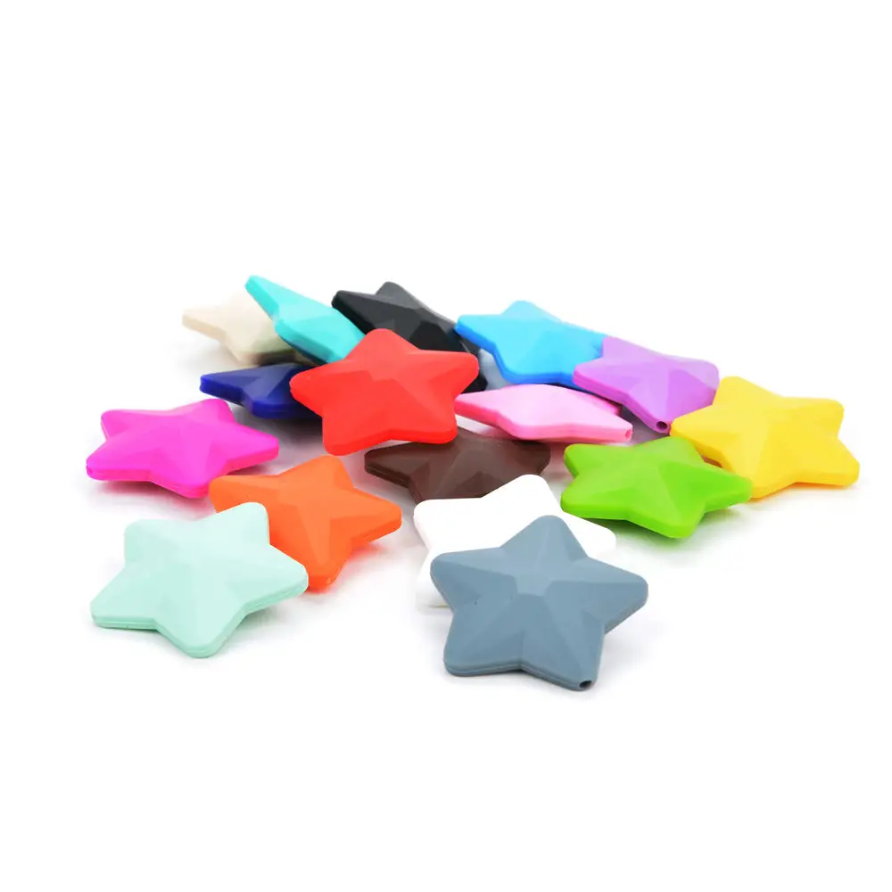 5pcs Star Silicone Beads Soft teether Star Shape BPAFREE Baby Diy Jewelry Bracelet Necklace and Pendant Making Oral Care silicone beads silicone teether silicone teething beads silicone jewelry accessories