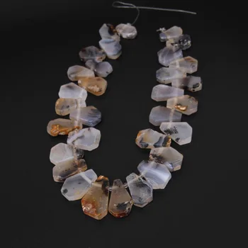 

Brews Achate Top Drilled Slice Loose Beads Pendants Findings,Polished Natural Stones Graduated Trapezoid Shape Making Necklace