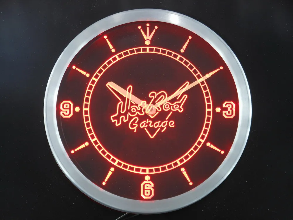 

nc0128 Hot Rod Garage Car Beer Bar Neon Light Signs LED Wall Clock