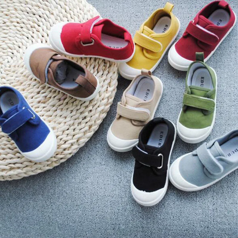 

Children Summer Spring Fashion Hook Loop Single Shoes Canvas Breathable Soft Bottom Non-slip Candy Color Casual Flats Shoes
