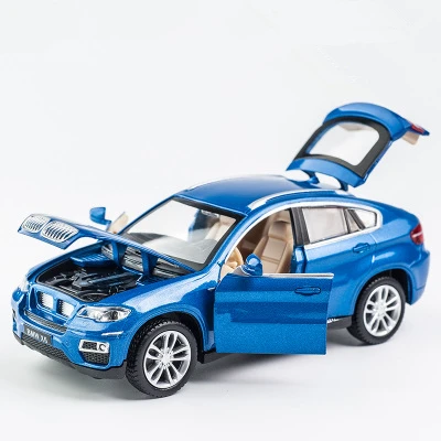 KIDAMI 1:32 сплава отступить литья под давлением X6 модель автомобиля со звуком светильник, для мальчиков коллекция игрушка в подарок для детей мальчиков игрушечные машинки siku - Цвет: Blue